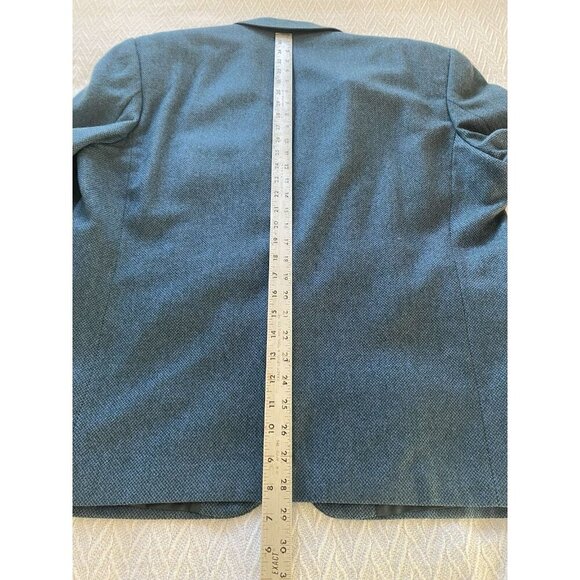 Baumler Mens Lambswool Herringbone Blazer Sport Coat Teal Blue Sz L Austria Made - Picture 10 of 15